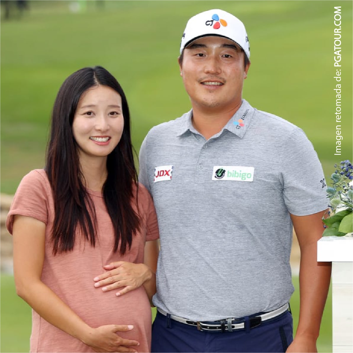 K.H. Lee celebra su primer titulo en el PGA con su esposa